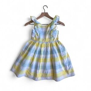 Tommy Bahama Girls Plaid Dress Size 8 Yellow Blue Ruffle Summer